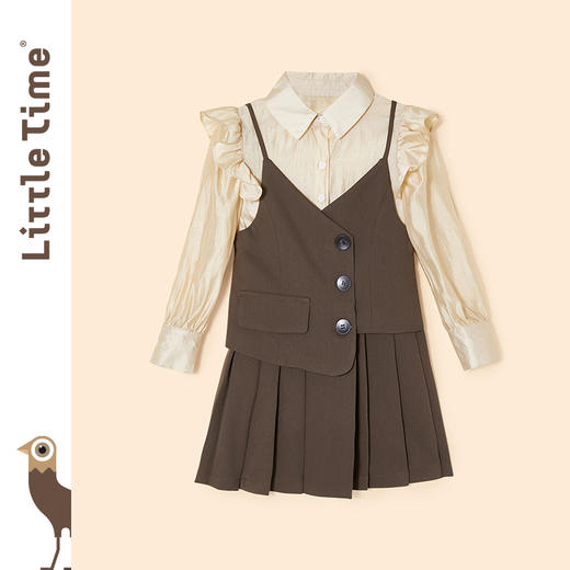 littletime特别亲子装母女秋款高端不一样套装女童西装套裙两件套 商品图0