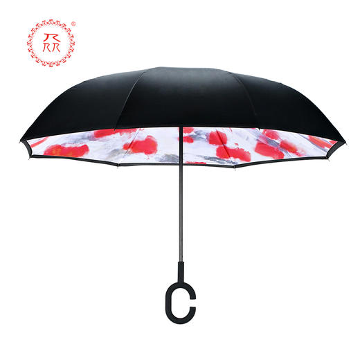 公益爱心『众』品牌 创意双层反向伞免持式汽车晴雨伞大号两用长柄 防晒反骨伞 心视觉 商品图9