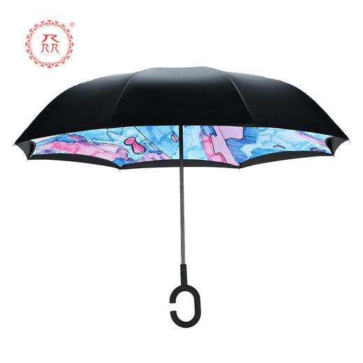 公益爱心『众』品牌 创意双层反向伞免持式汽车晴雨伞大号两用长柄 防晒反骨伞 心视觉 商品图3