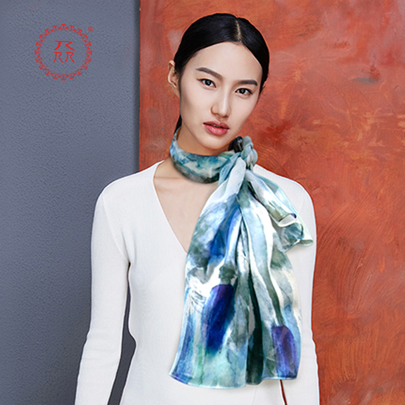 公益爱心 众品牌 新款真丝春夏季薄款桑蚕丝披肩两用长巾 风漾年华系列 丝巾围巾 心视觉