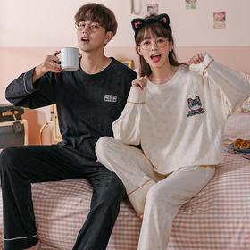 【精梳棉情侣睡衣！让你舒服到骨子里】超亲肤，柔软仿若无感，穿上不想脱下来！吸汗透气时尚百搭，好看到要穿出街！长袖长裤家居服套装