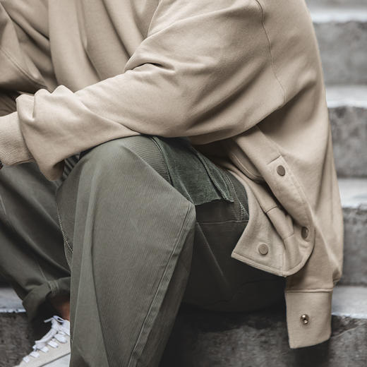 工装优选  美式复古侧开叉连帽卫衣oversize高街宽松帽衫外套男春 商品图2