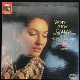 LP黑胶唱片 居塞比·威尔第《阿伊达》共两张 卡拉斯 塔克 巴比耶利 戈比 莫德斯蒂 扎卡利亚演唱 米兰斯卡拉剧院管弦乐团 赛拉芬指挥