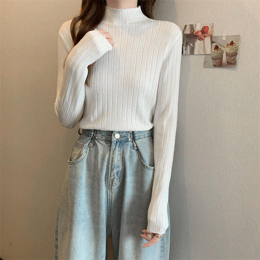 【多色可选】半高领内搭毛衣女秋冬洋气长袖打底针织衫中领上衣 商品图7