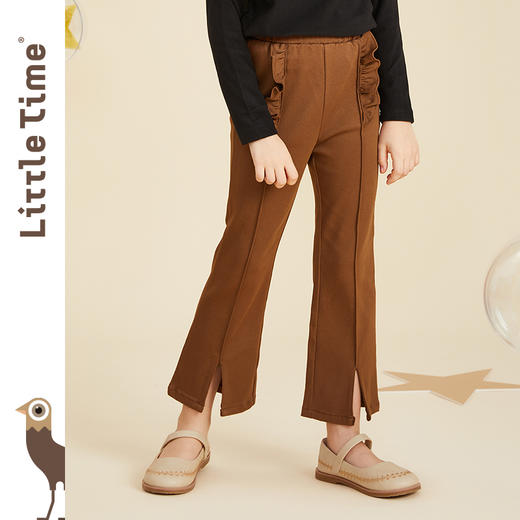 littletime女童开叉喇叭裤秋冬洋气时髦儿童弹力春秋九分休闲裤子 商品图1