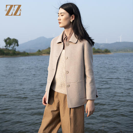 佐尔美佐尔美2021 冬季新款时尚气质羊毛双面呢中褛外套女E14SM04 商品图3