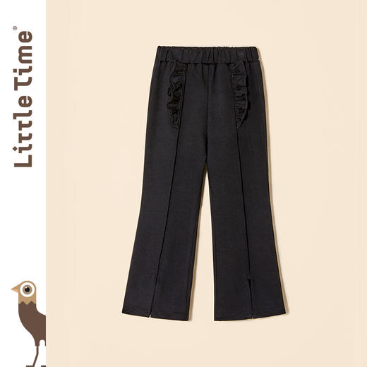littletime女童开叉喇叭裤秋冬洋气时髦儿童弹力春秋九分休闲裤子 商品图3