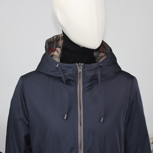 FOCALS福柯斯新款正反两穿薄棉服中长款拉链连帽棉服FRGDE693BZ 商品图3