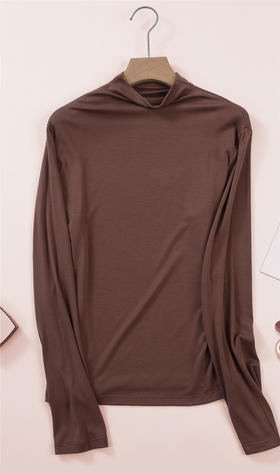 MH竹纤维女士简约中领打底衫34313