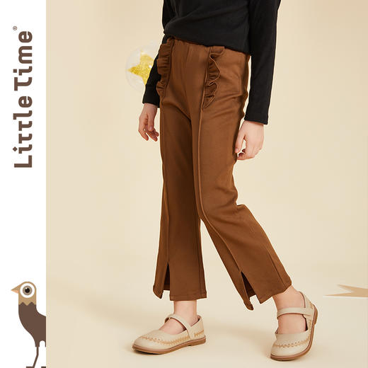 littletime女童开叉喇叭裤秋冬洋气时髦儿童弹力春秋九分休闲裤子 商品图0