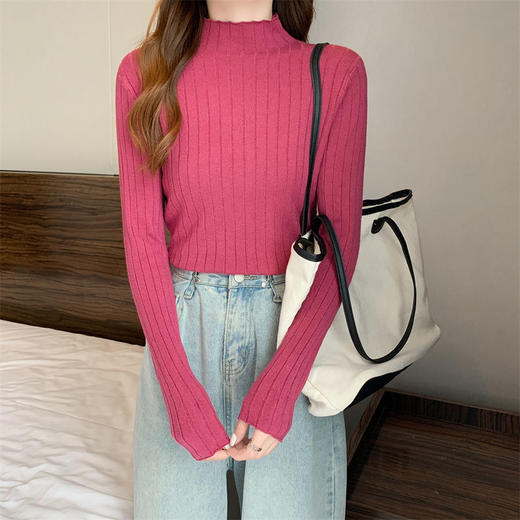 【多色可选】半高领内搭毛衣女秋冬洋气长袖打底针织衫中领上衣 商品图5