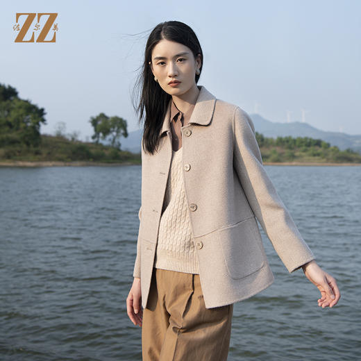 佐尔美佐尔美2021 冬季新款时尚气质羊毛双面呢中褛外套女E14SM04 商品图2
