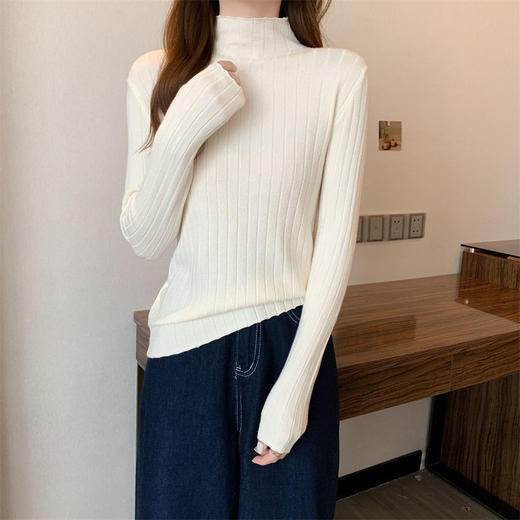 【多色可选】半高领内搭毛衣女秋冬洋气长袖打底针织衫中领上衣 商品图3