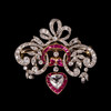 独角鹿西洋古董珠宝首饰欧洲心型钻石红宝石缎带蝴蝶结胸针吊坠 商品缩略图0