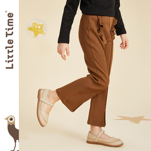 littletime女童开叉喇叭裤秋冬洋气时髦儿童弹力春秋九分休闲裤子 商品图2