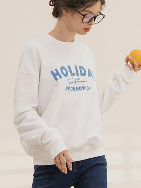 印花字母卫衣女秋冬2021新款圆领加绒宽松慵懒风法式复古套头上衣