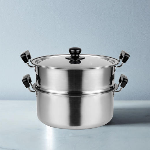 日本原产YOSHIKAWA燃气电磁炉两用不锈钢两层蒸锅 商品图0