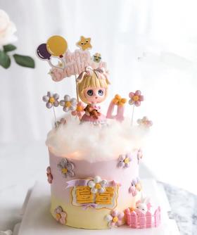 梦幻星河少女主题蛋糕：再大就不好看了哟！
