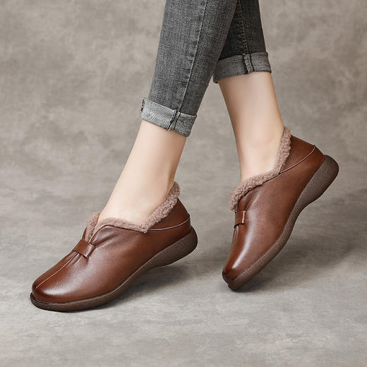 羊毛加绒保暖外穿一脚蹬，真皮懒人毛毛鞋奶奶鞋MLD-1518 商品图2