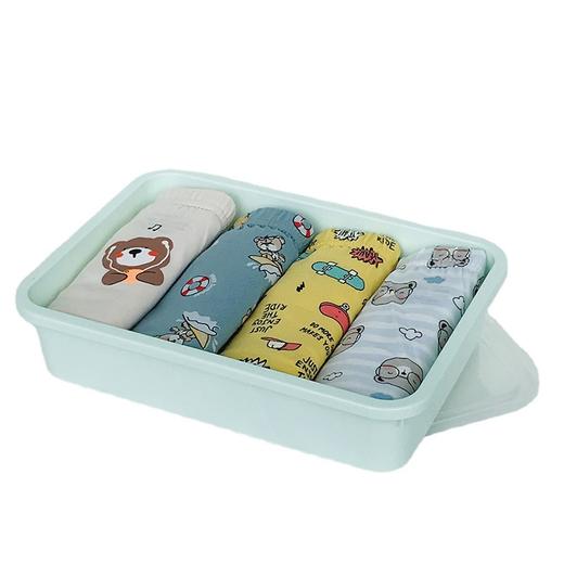 2021收纳盒透明盒装4条礼盒装内裤95棉卡通男孩男童四角平角短裤 商品图4