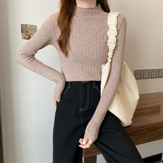 【多色可选】半高领内搭毛衣女秋冬洋气长袖打底针织衫中领上衣 商品图6