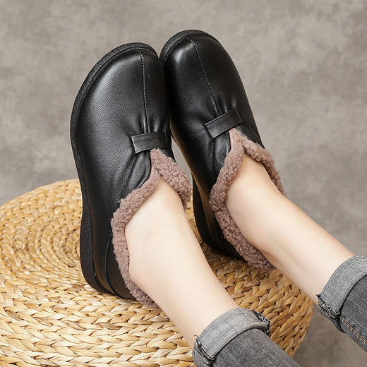 羊毛加绒保暖外穿一脚蹬，真皮懒人毛毛鞋奶奶鞋MLD-1518 商品图4