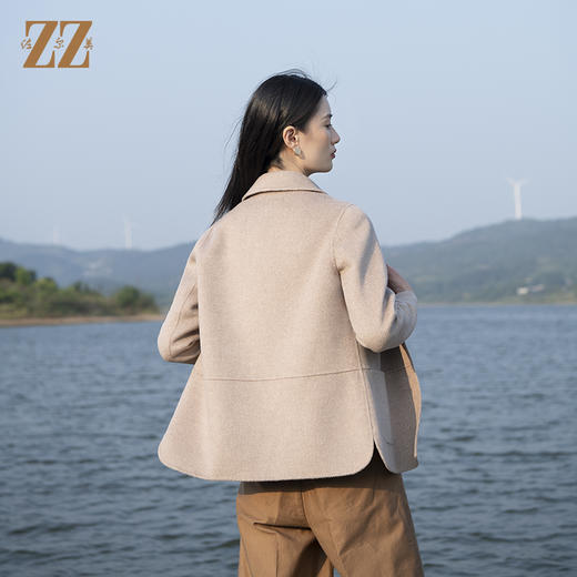 佐尔美佐尔美2021 冬季新款时尚气质羊毛双面呢中褛外套女E14SM04 商品图4