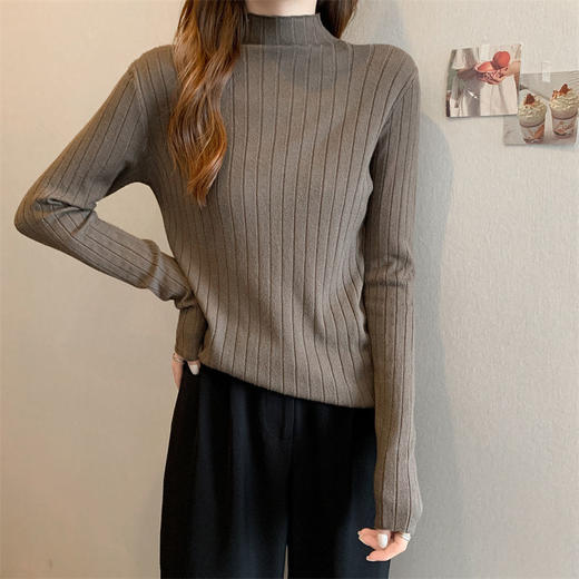 【多色可选】半高领内搭毛衣女秋冬洋气长袖打底针织衫中领上衣 商品图2