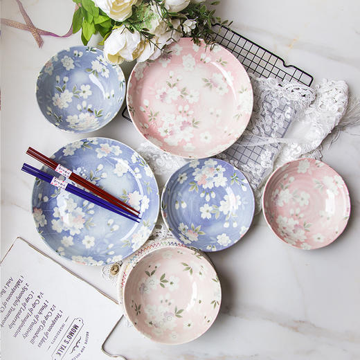 【AITO】日本宇野千代樱吹雪美浓烧陶瓷组合八件套装礼盒装 商品图3
