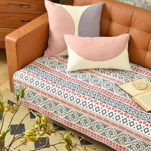 红绿棋子格高级感北欧简约棉布沙发巾 商品图0