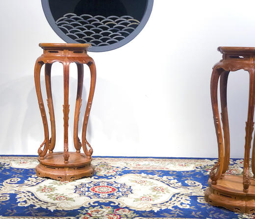 红桥红  家具严选  缅甸花梨（大果紫檀）【106五腿梅花式香几】 商品图1