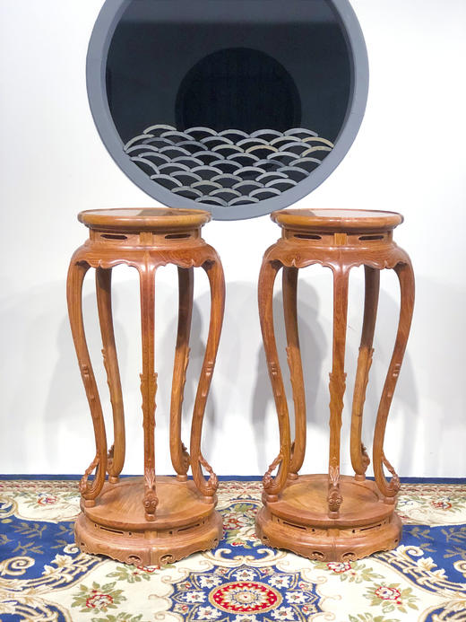 红桥红  家具严选  缅甸花梨（大果紫檀）【106五腿梅花式香几】 商品图0