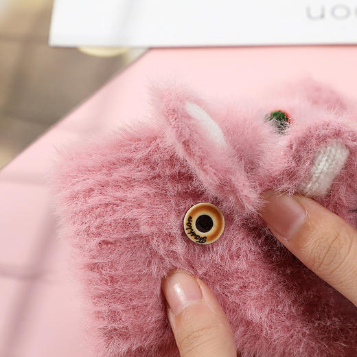 【母婴】手套女冬学生写字胡萝卜半指翻盖卡通毛绒冬季加绒加厚保暖手套 商品图3