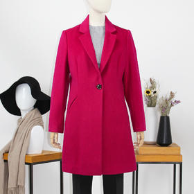 FOCALS福柯斯冬季新款中长款西服领纯色羊毛双面大衣外套FYW8K075