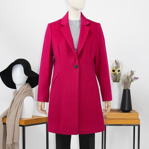 FOCALS福柯斯冬季新款中长款西服领纯色羊毛双面大衣外套FYW8K075 商品图0