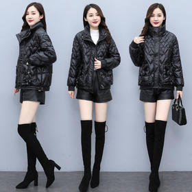 WZNH-WQ219229 羽绒服女短款2021冬季新款心形韩版立领休闲外套