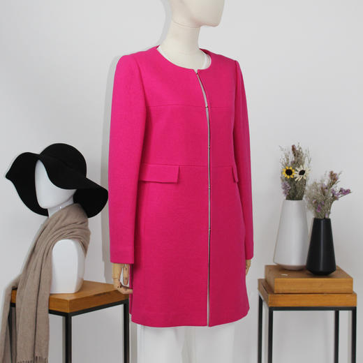 FOCALS福柯斯冬季新款中长款纯色羊毛针织大衣外套FYWCF1112PD 商品图1