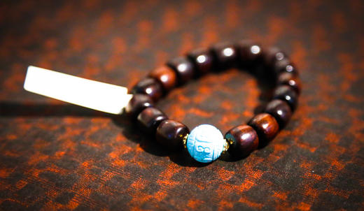 「小叶紫檀」筒珠绿松手串 15*15mm 商品图2