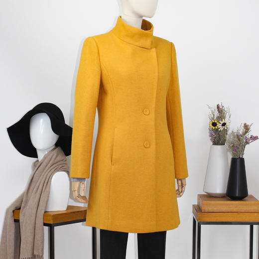 FOCALS福柯斯新款修身长款纯色羊毛针织混纺大衣外套FYSCF28332 商品图1