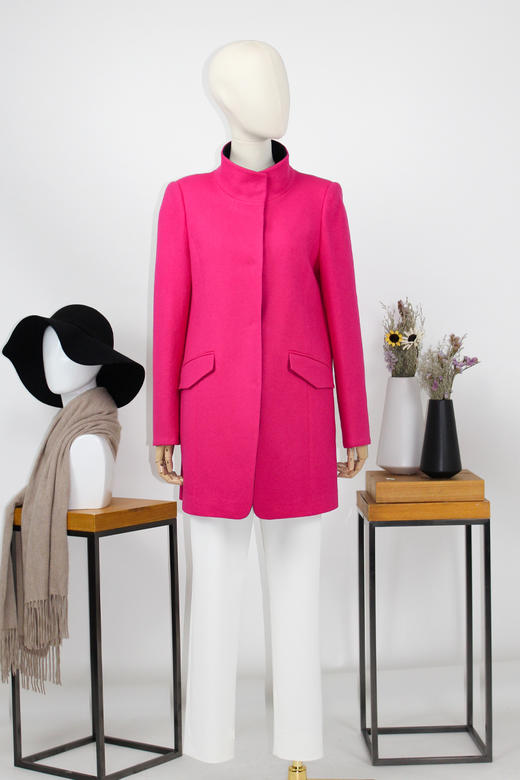 FOCALS福柯斯冬季新款修身长款撞色羊毛针织大衣外套FYSCR269106 商品图5