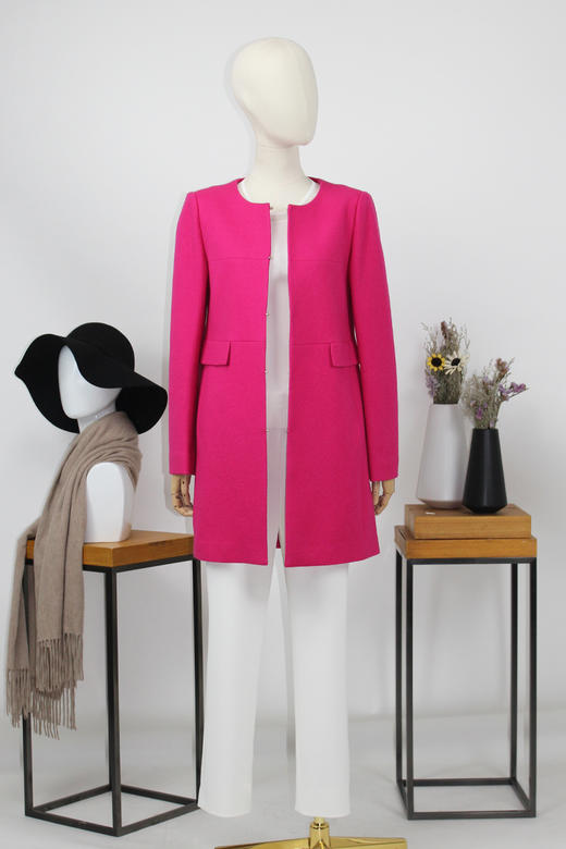 FOCALS福柯斯冬季新款中长款纯色羊毛针织大衣外套FYWCF1112PD 商品图5