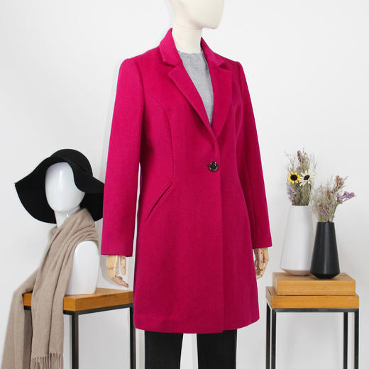 FOCALS福柯斯冬季新款中长款西服领纯色羊毛双面大衣外套FYW8K075 商品图1