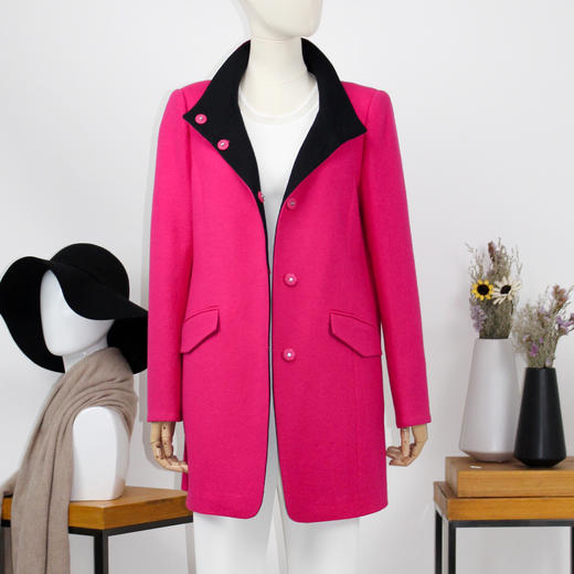 FOCALS福柯斯冬季新款修身长款撞色羊毛针织大衣外套FYSCR269106 商品图0