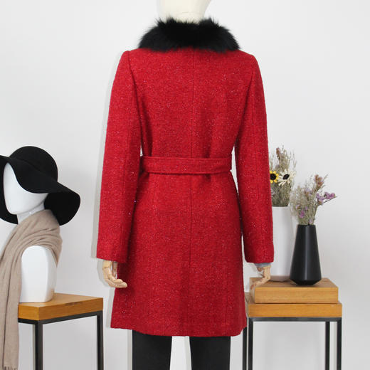 FOCALS福柯斯冬季新款修身狐狸毛领混纺羊毛大衣外套FYNDK63928 商品图2