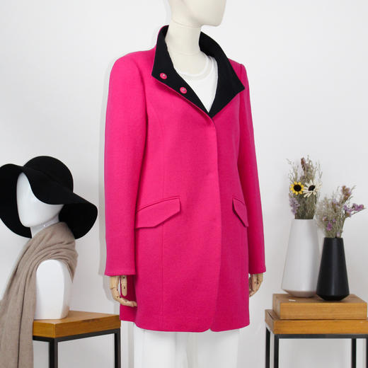 FOCALS福柯斯冬季新款修身长款撞色羊毛针织大衣外套FYSCR269106 商品图1