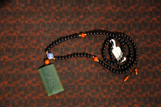 「小叶紫檀」碧玉梅花牌圆珠手串 6*6mm 商品图2