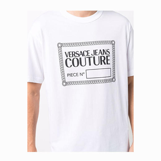 VERSACE JEANS COUTURE 范思哲 男士棉质字母徽标印花圆领短袖T恤 白色 71GAHT13 CJ00T 003 商品图1