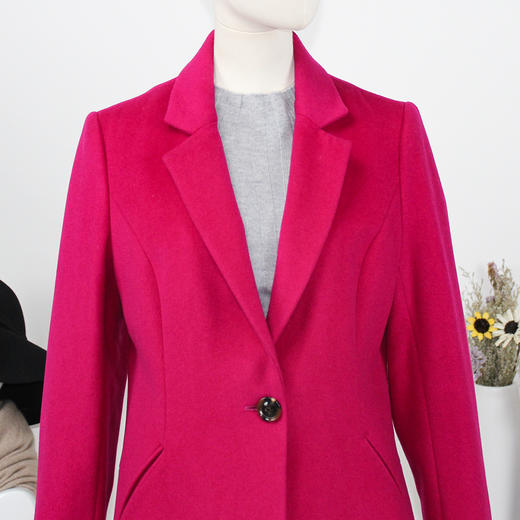 FOCALS福柯斯冬季新款中长款西服领纯色羊毛双面大衣外套FYW8K075 商品图3