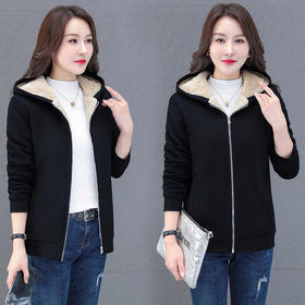 新款时尚宽松加绒加厚休闲羊羔绒开衫外套 TR-MY2158