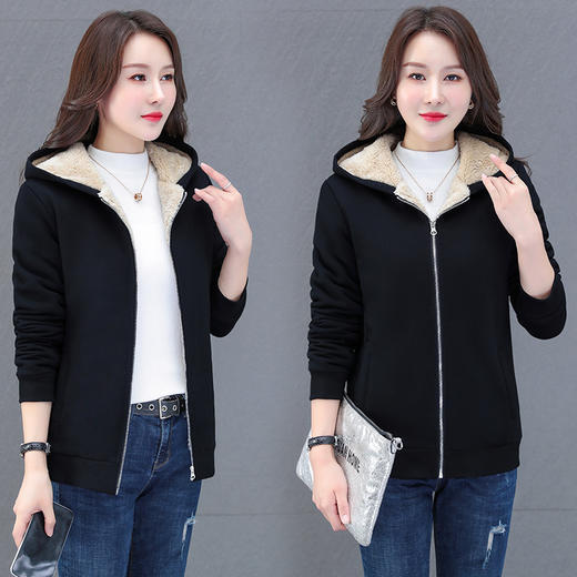 新款时尚宽松加绒加厚休闲羊羔绒开衫外套 TR-MY2158 商品图0